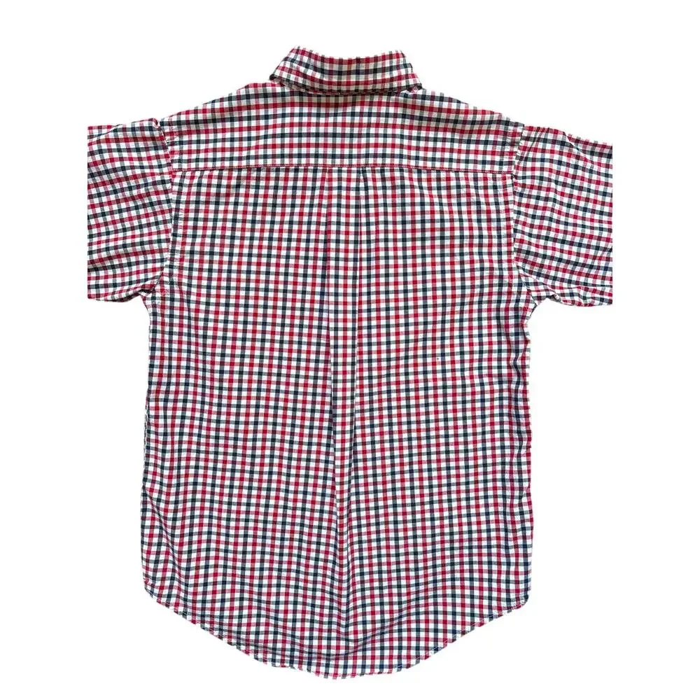 Ralph Lauren Boys Size 6 Red Navy White Plaid Button Down Shirt